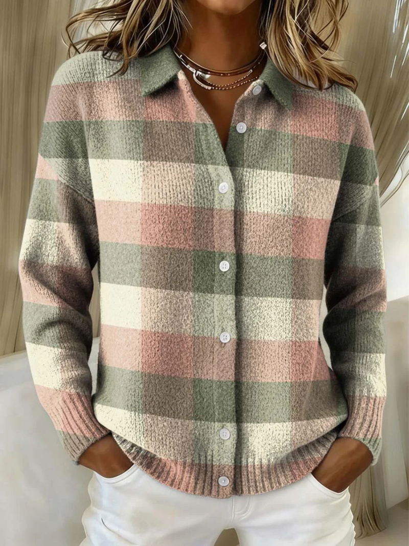 Grace Cardigan a Quadri Pastello
