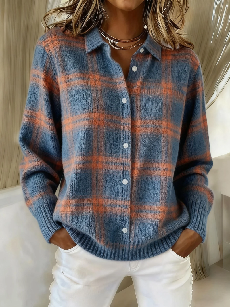 Zafira Cardigan a Quadri Blu
