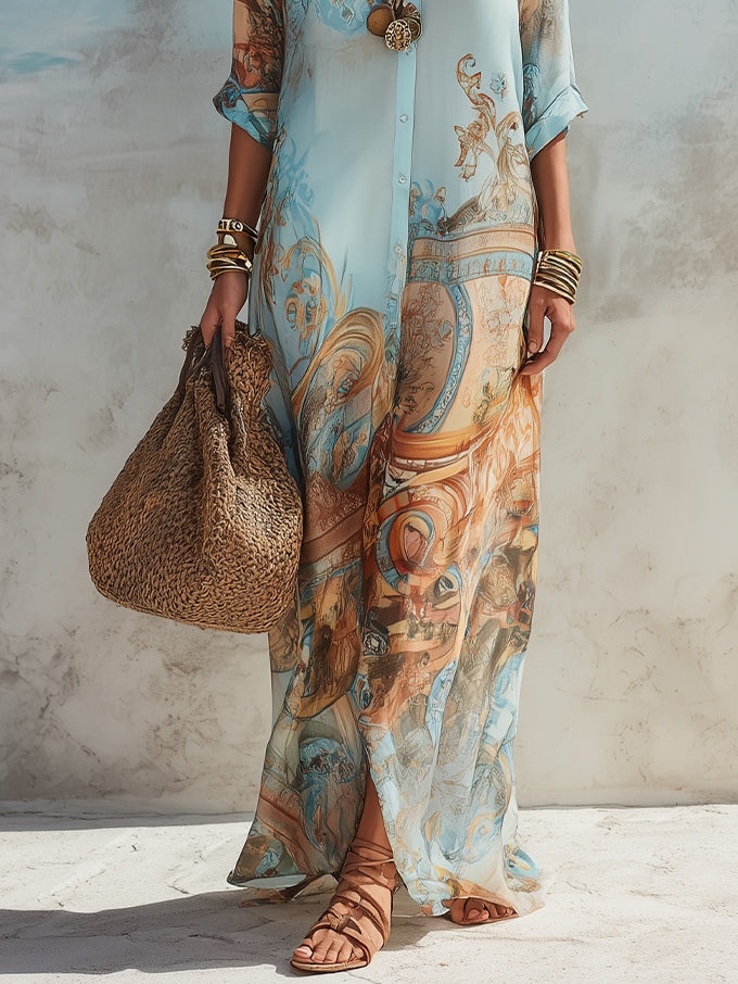 Valeria | Abito Maxi Floreale Blu