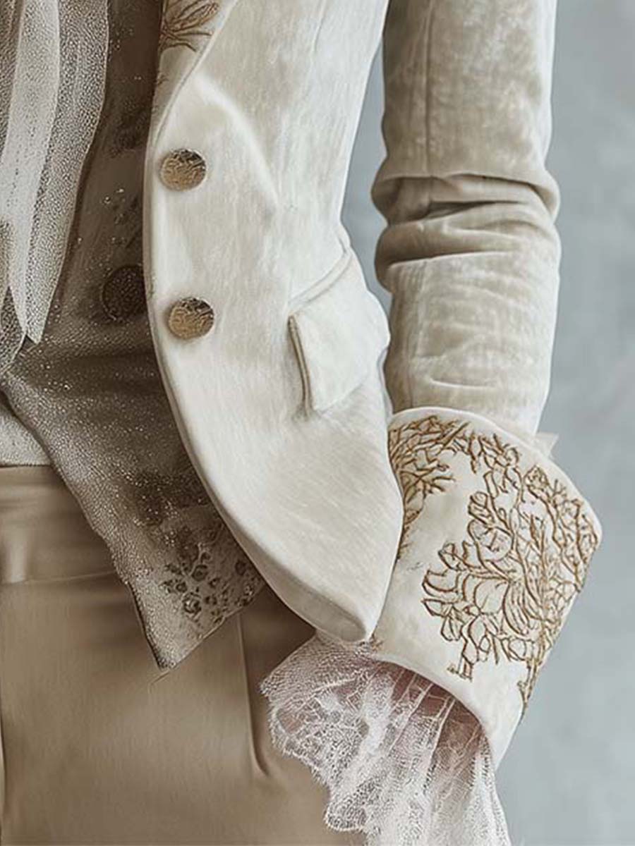 Blazer Sartoriale Ricamato Avorio