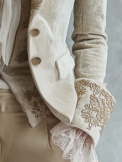 Blazer Sartoriale Ricamato Avorio