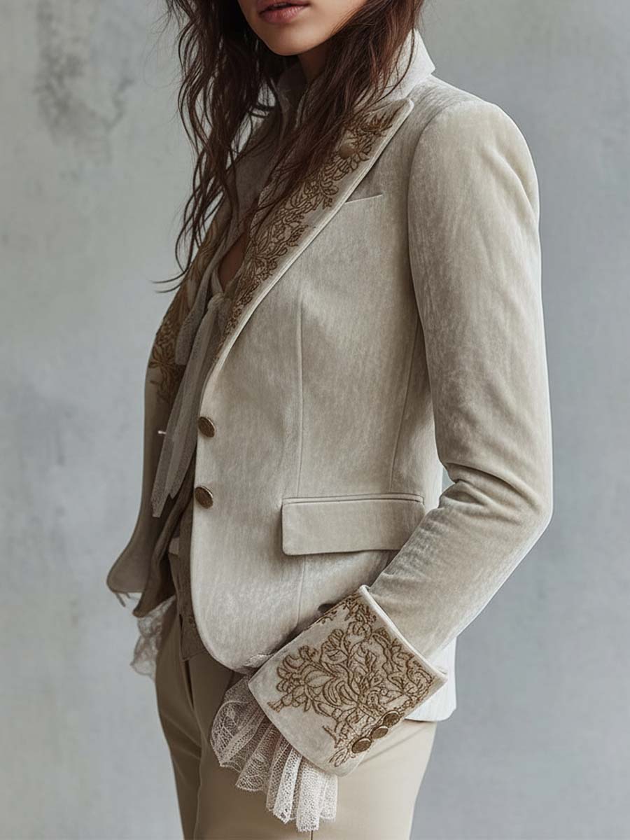 Blazer Sartoriale Ricamato Avorio