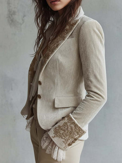 Blazer Sartoriale Ricamato Avorio