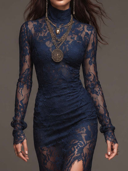 Abito Midi in Pizzo con Spacco