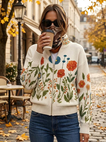 Wrenna - Cardigan con Zip Prato Fiorito
