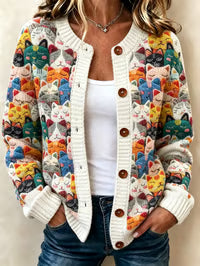 Chiara Cardigan a Maglia con Stampa Animalier