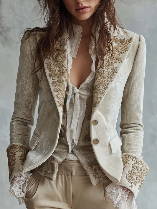 Blazer Sartoriale Ricamato Avorio