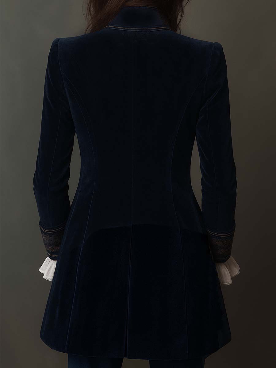 Blazer Longline Ricamata Vintage Blu Navy