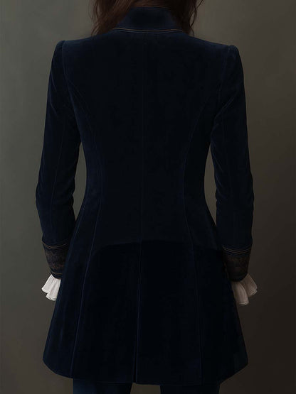 Blazer Longline Ricamata Vintage Blu Navy