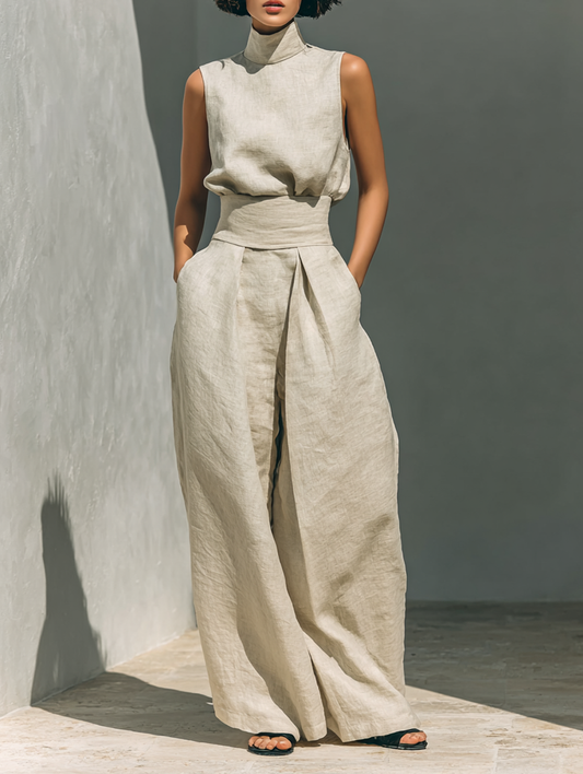 Arianna - Completo Blusa e Pantaloni in Misto Lino