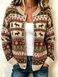 Marisa Cardigan a Maglia con Gattini e Bottoni