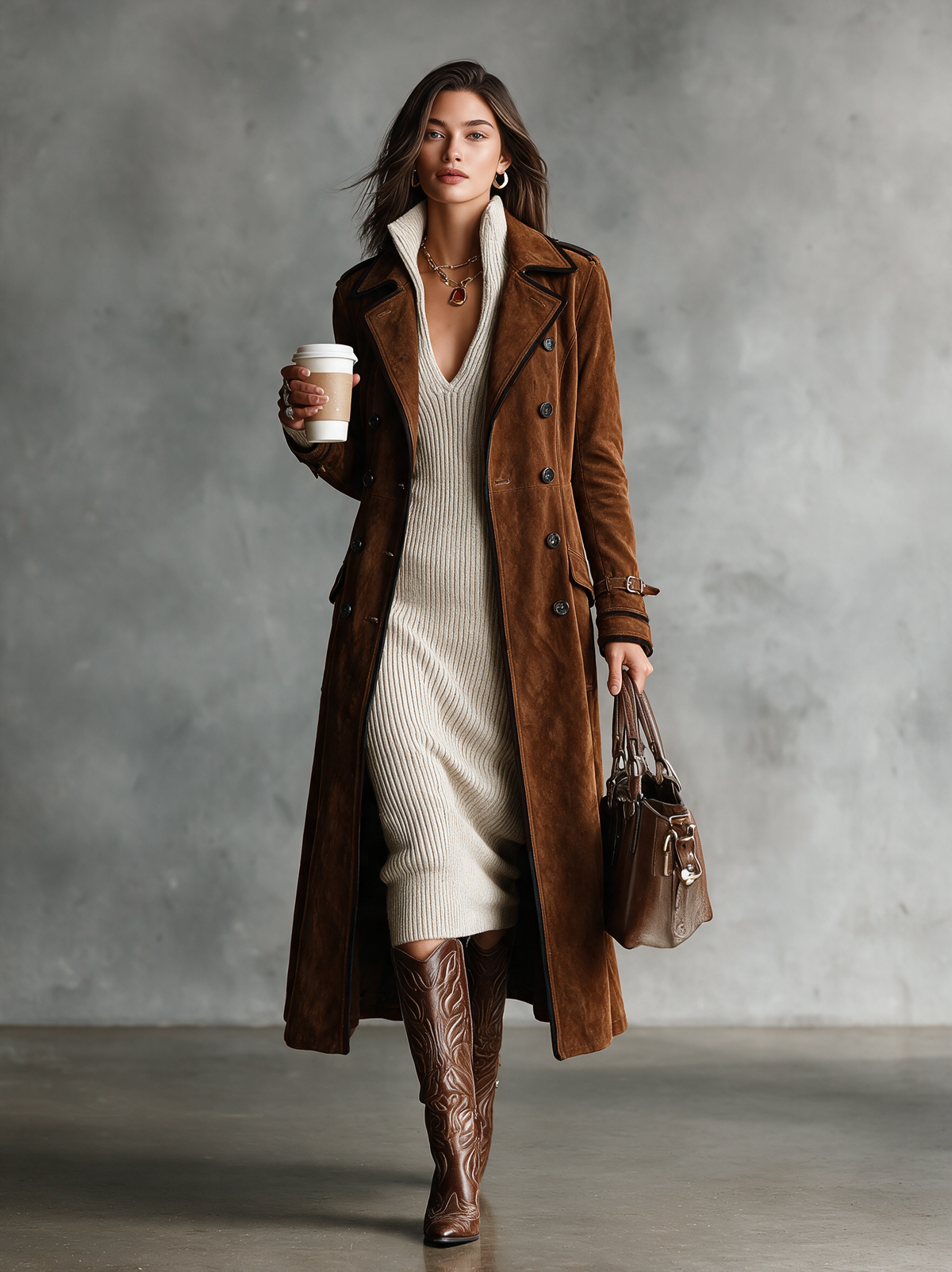 Beatrice - Abito Midi in Maglia con Collo Alto