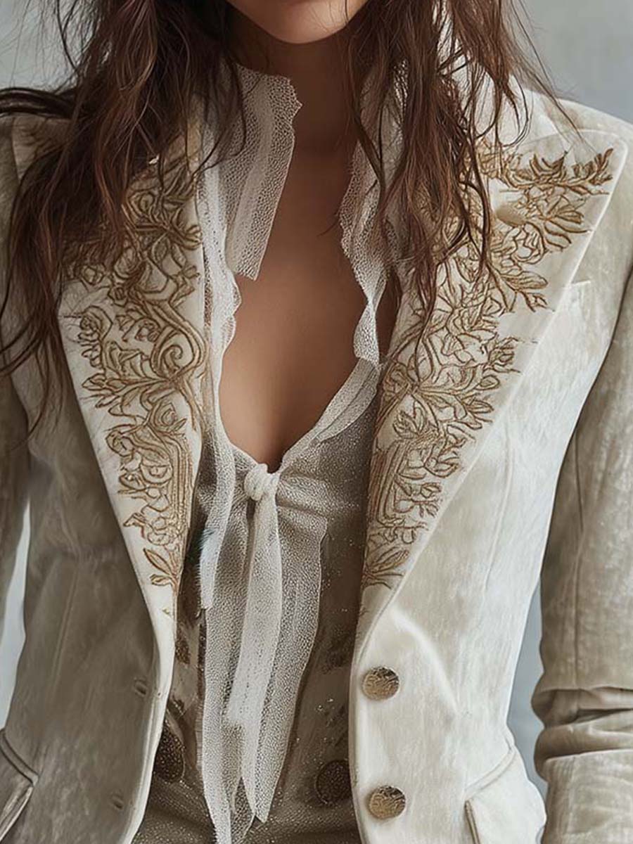 Blazer Sartoriale Ricamato Avorio