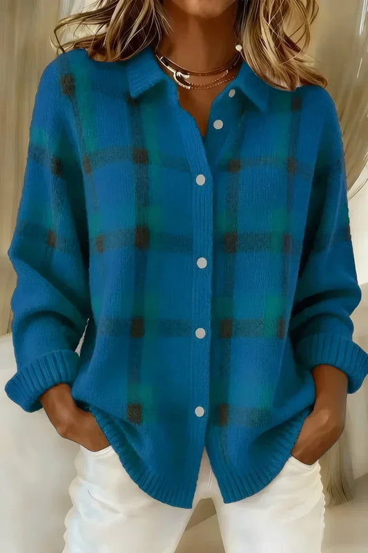 Kelsey Cardigan a Quadri in Maglia Spazzolata