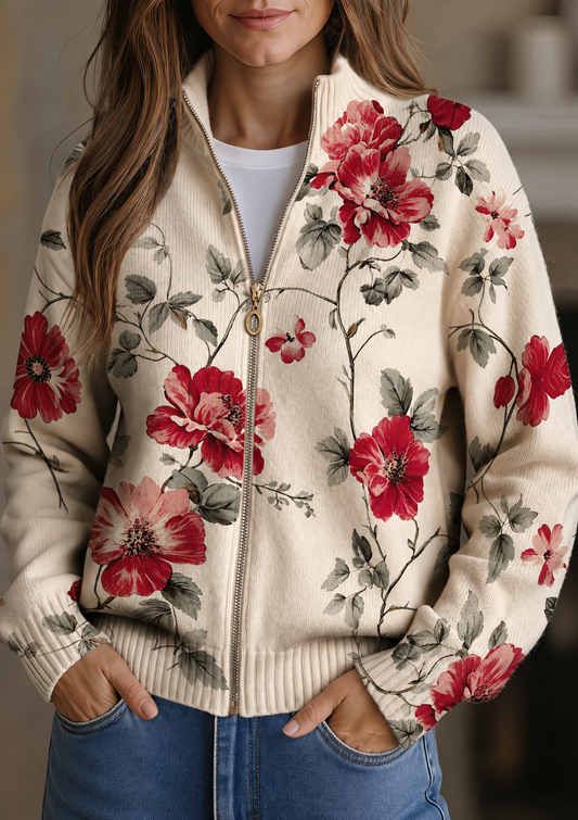 Wilhelmine - Cardigan con Zip Rose Vintage