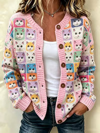 Alessia Cardigan a Maglia con Gatti e Bottoni