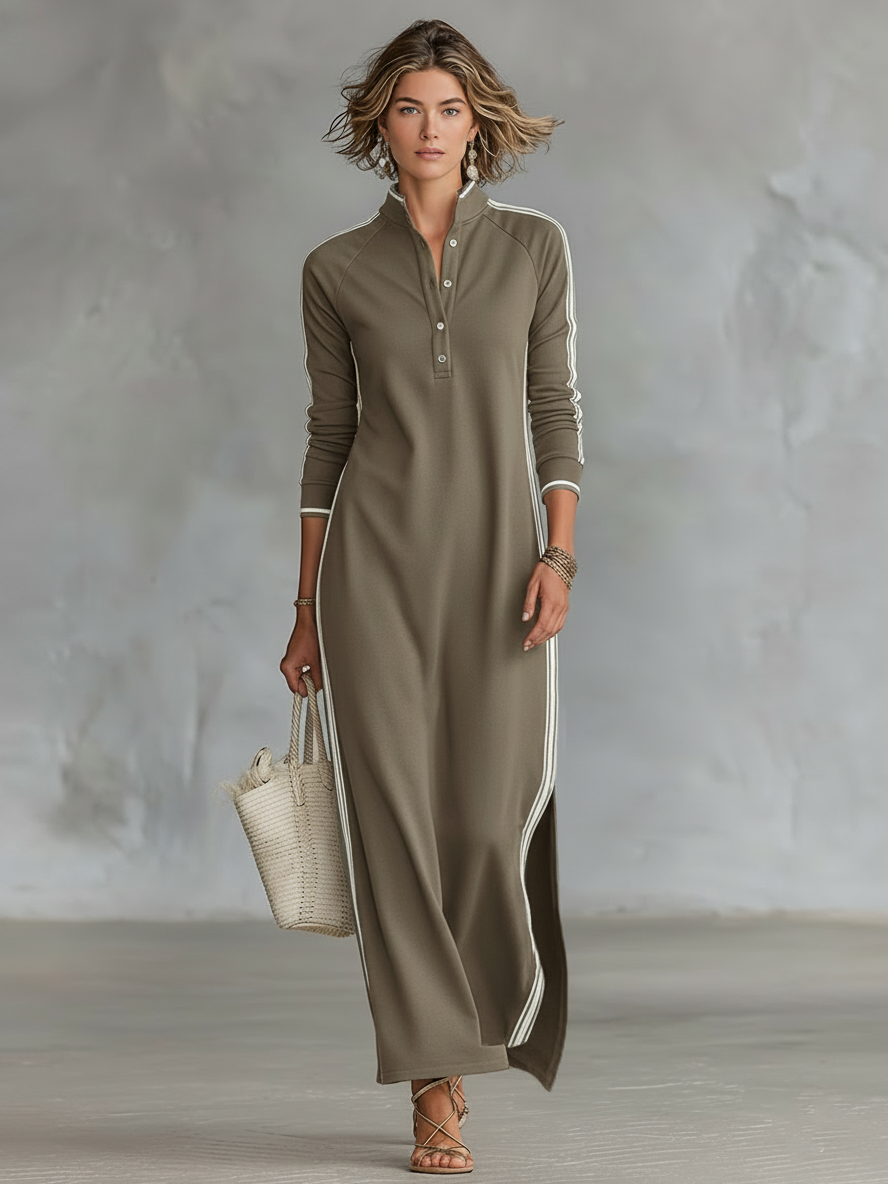 Valentina - Abito Felpa Maxi con Colletto Bianco