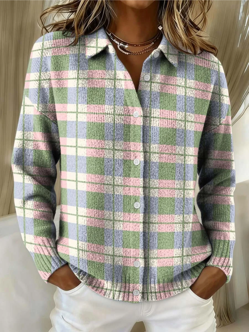 Margot Cardigan a Quadri Pastello
