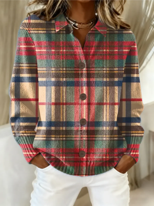 Gloria Cardigan a Quadri Multicolore con Bottoni