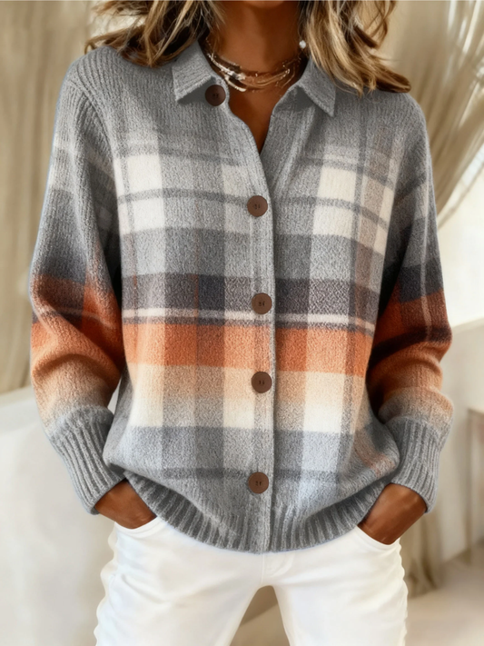 Marlene Cardigan a Quadri Ombré Caldo