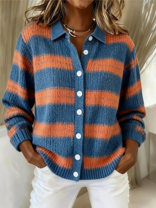 Livia Cardigan a Righe Arancione Blu
