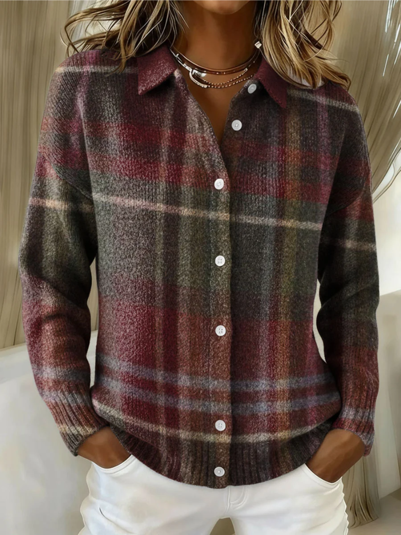 Eleanor Cardigan a Quadri Classico in Maglia