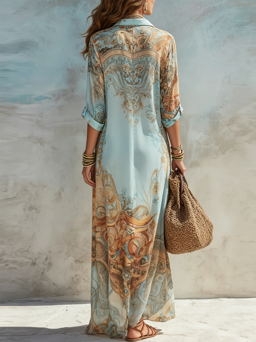 Valeria | Abito Maxi Floreale Blu