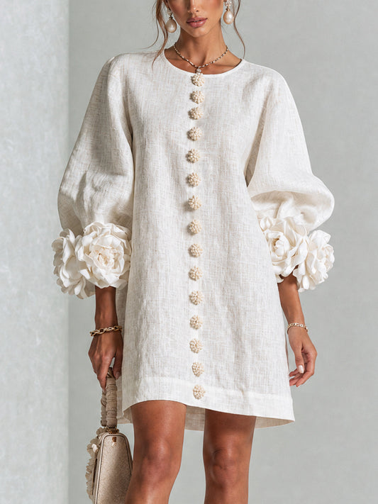 Rosalie Mini Vestito Abbottonato - Bianco