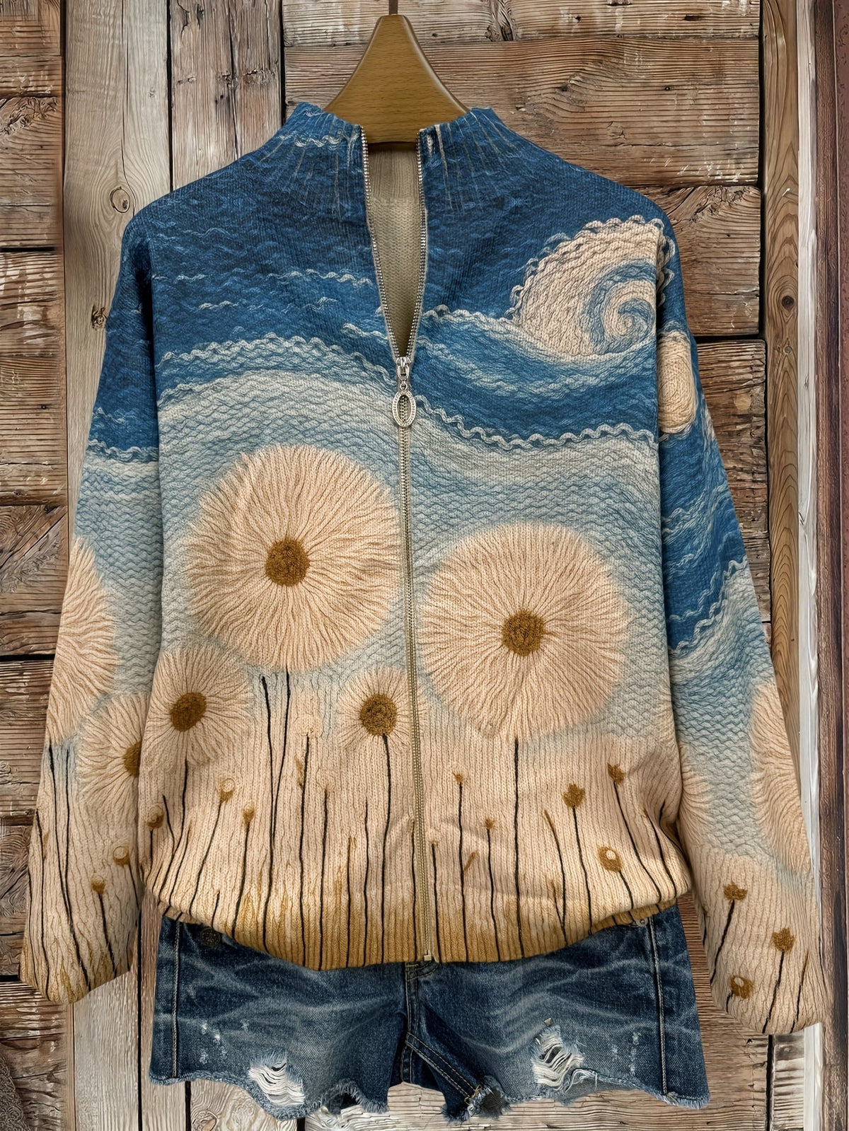 Yolanda - Cardigan con Zip Prato al Tramonto
