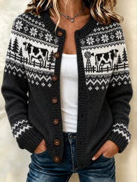 Cornelia Cardigan a Maglia con Animali del Bosco