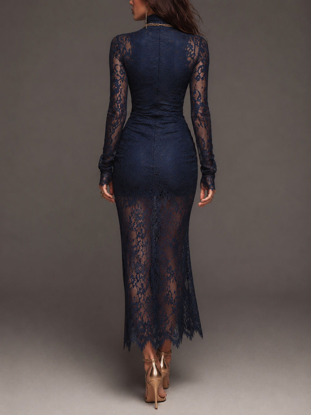 Abito Midi in Pizzo con Spacco