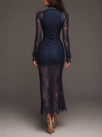 Abito Midi in Pizzo con Spacco