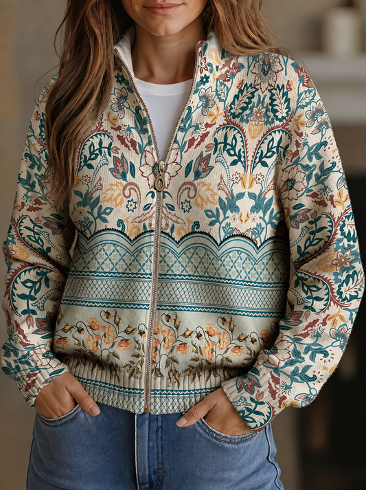 Sybilla - Cardigan con Zip Fiori Vintage
