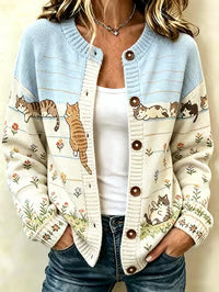 Melissa Cardigan a Maglia con Farfalle e Bottoni