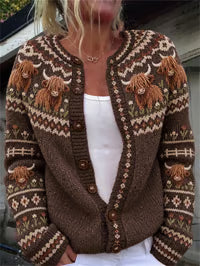 Cristina Cardigan a Maglia Fair Isle con Animali