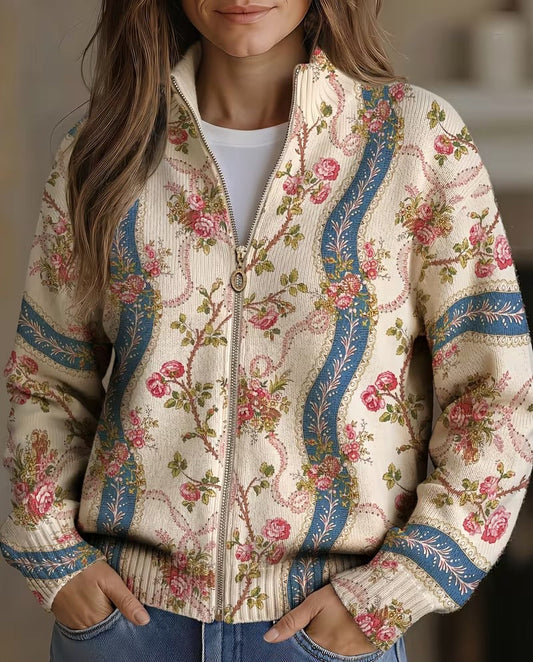 Eulalia - Cardigan con Zip Rose Rampicanti
