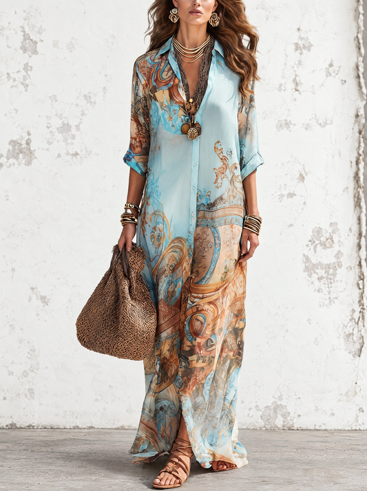 Valeria | Abito Maxi Floreale Blu