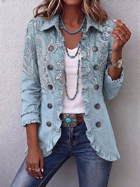 Blazer Paisley Vintage Azzurro Cielo