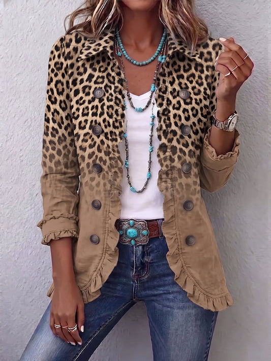 Blazer Leopardata Vintage Sfumata Marrone