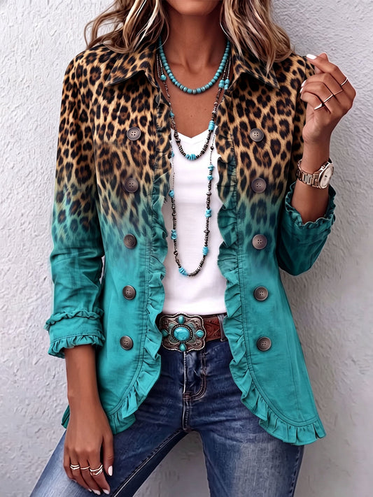 Blazer Leopardata Ombré con Rouches