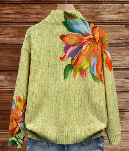 Sidonie - Cardigan con Zip Fiori Tropicali