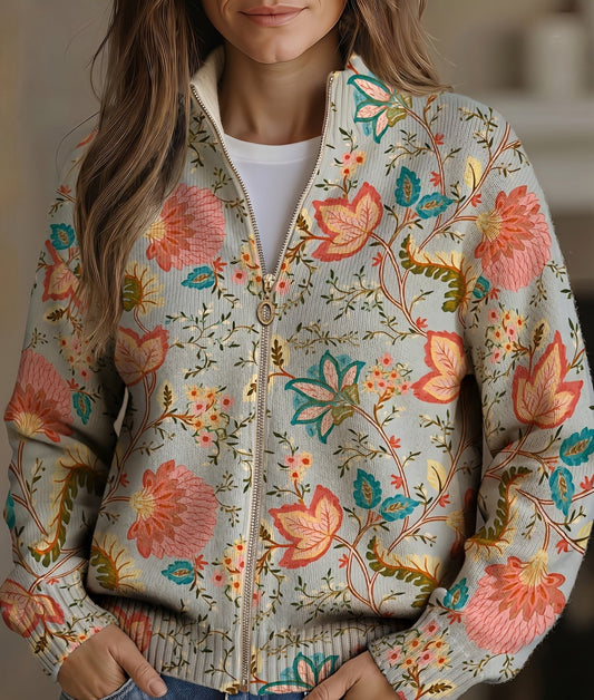 Xanthe - Cardigan con Zip Giardino Vintage